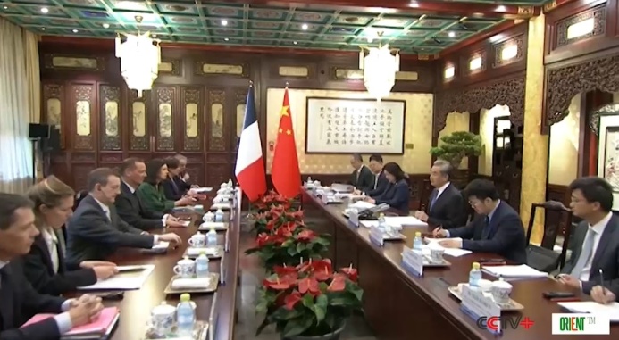  Wang Yi: China and France Bear Important Responsibility for Maintaining International Peace and Stability